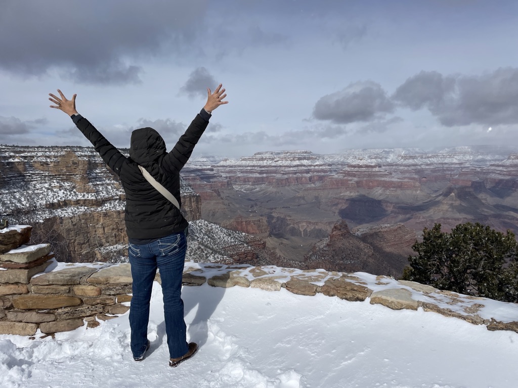 Tracy Jo at Grand Canyon with Snow